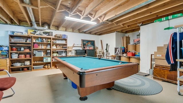 rec room with concrete floors and billiards