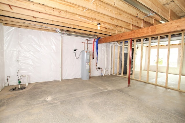 basement featuring electric water heater