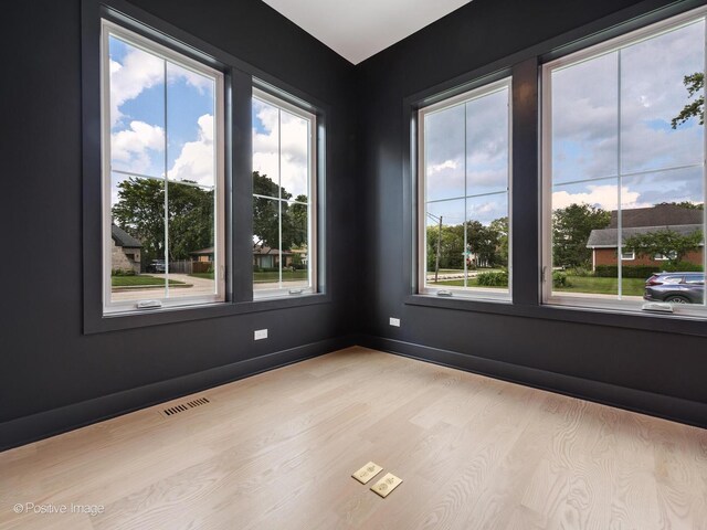 unfurnished room featuring light hardwood / wood-style floors