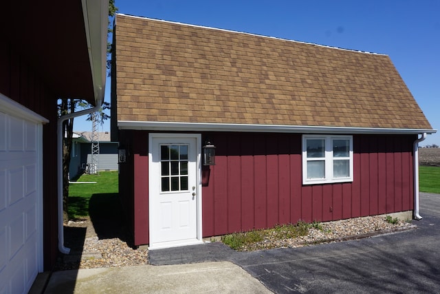 view of shed / structure featuring a garage