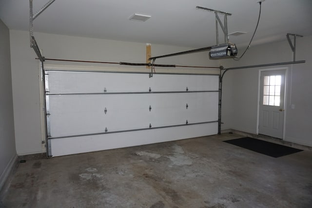 garage with a garage door opener