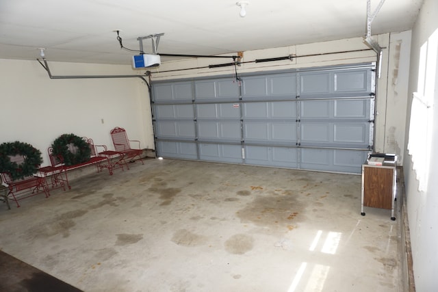 garage with a garage door opener