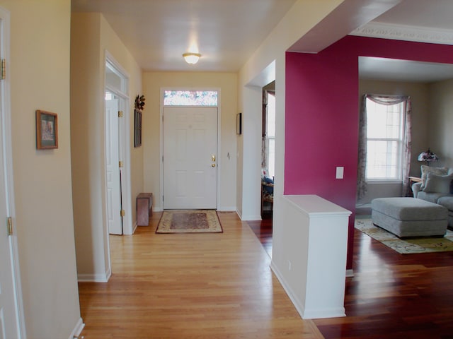 entrance foyer with light wood-type flooring