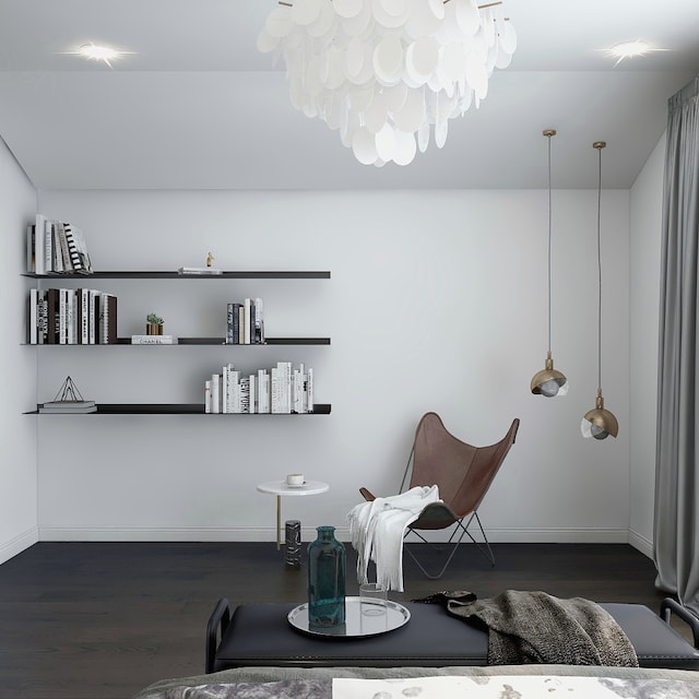 sitting room featuring dark hardwood / wood-style floors