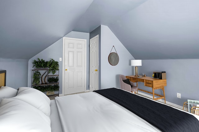 bedroom with vaulted ceiling