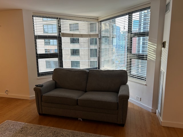 sitting room with hardwood / wood-style floors