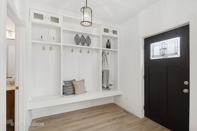 mudroom with light wood-type flooring