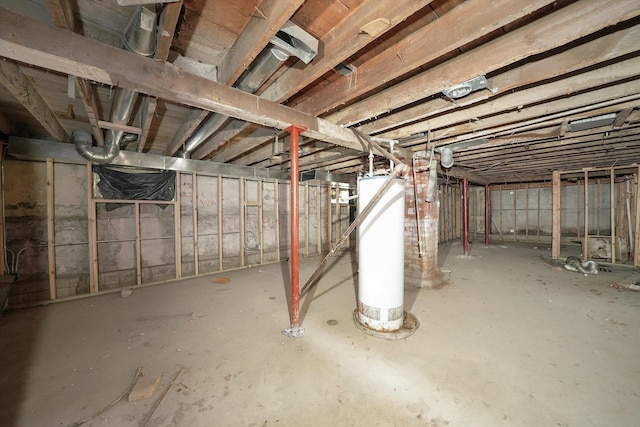 basement with water heater