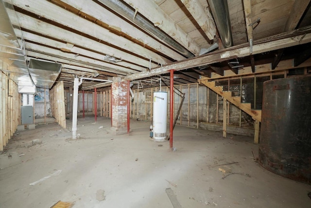 basement with gas water heater