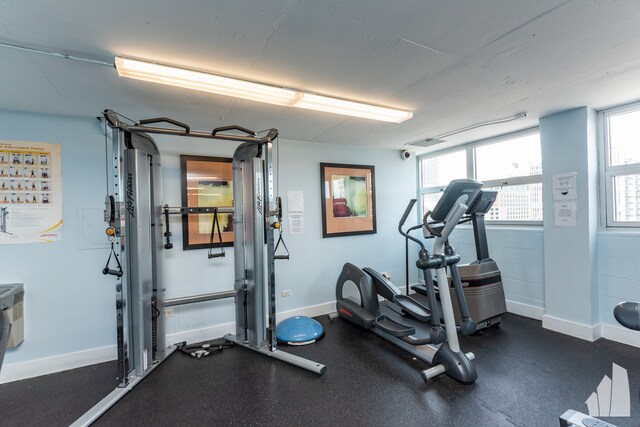 exercise room with plenty of natural light