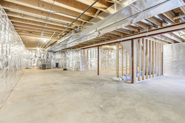 basement with water heater