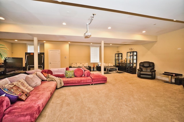 living room with carpet