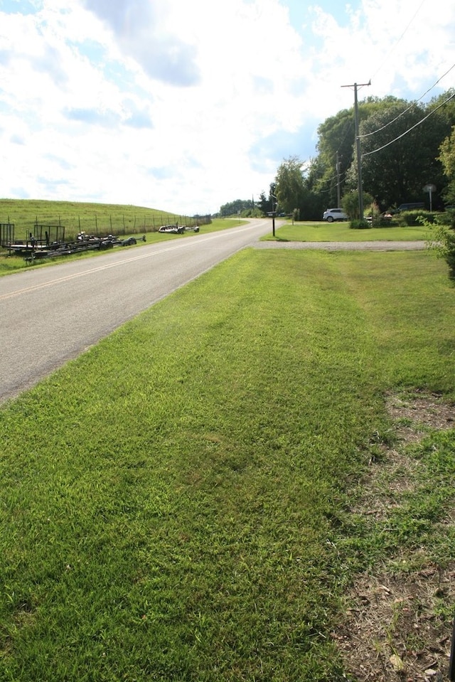 view of road with a rural view