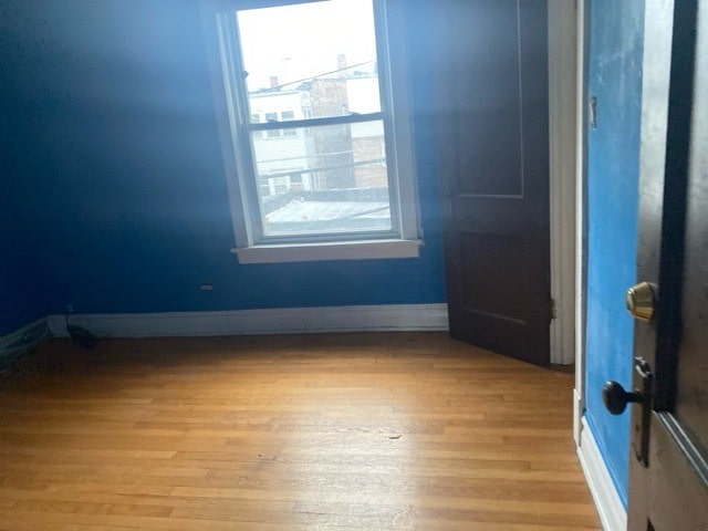 spare room with light hardwood / wood-style flooring