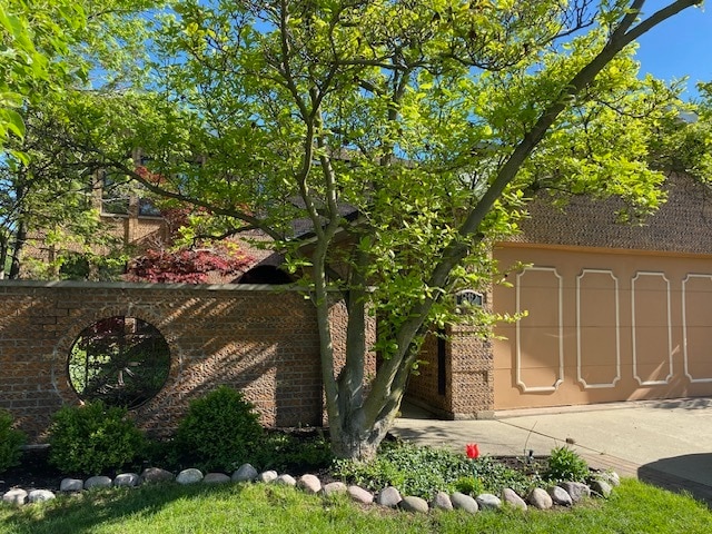 exterior space featuring a garage