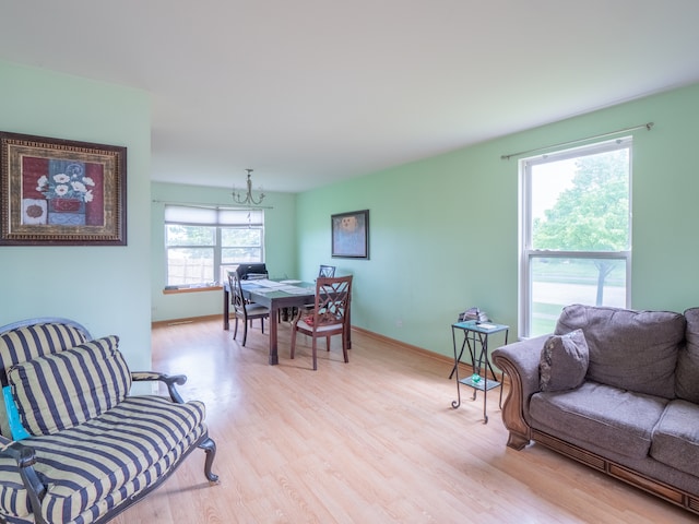 living room with light wood-type flooring