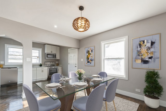 dining room featuring dark hardwood / wood-style flooring