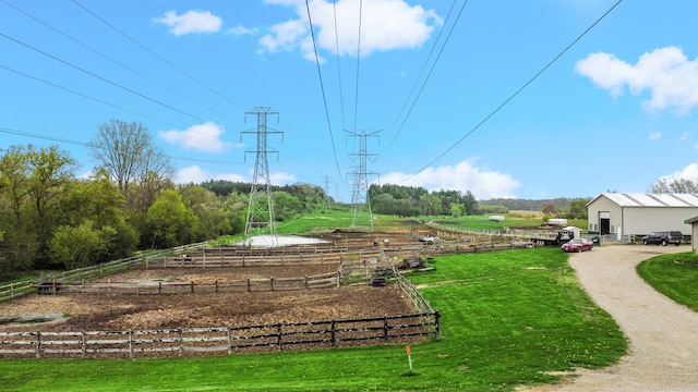 view of property's community featuring a yard and a rural view