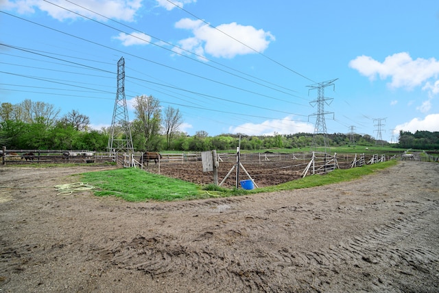 exterior space with a rural view