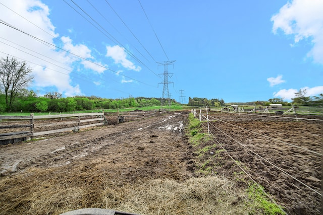 view of yard with a rural view