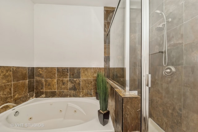 bathroom with plus walk in shower