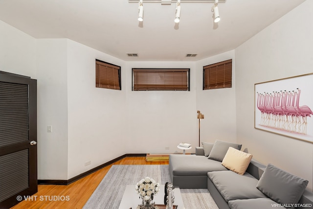 living room featuring light hardwood / wood-style floors