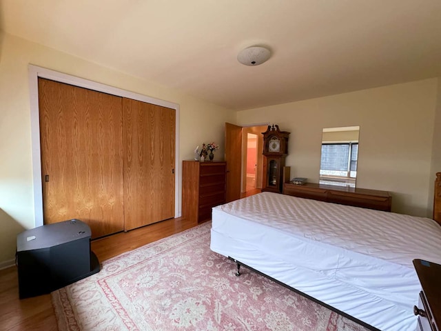 bedroom featuring a closet and hardwood / wood-style floors