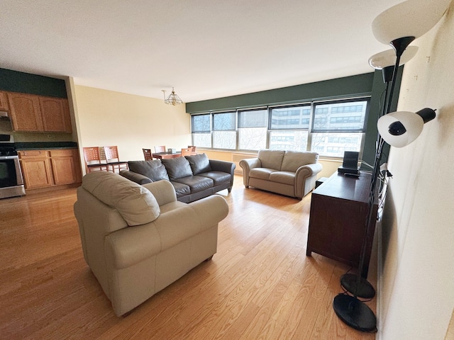 living room featuring light wood-type flooring