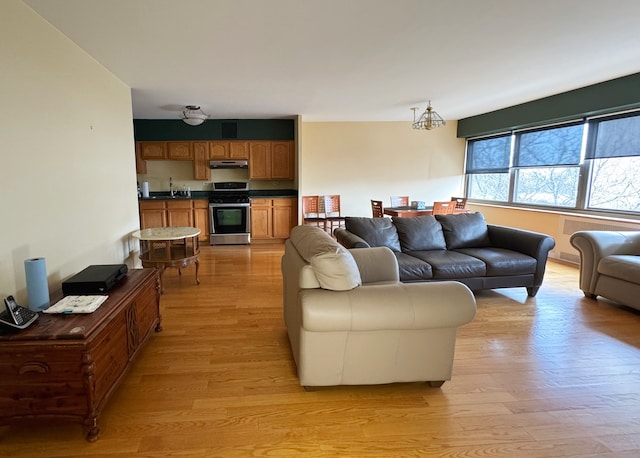 living room featuring light hardwood / wood-style floors