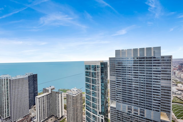 view of building exterior with a water view