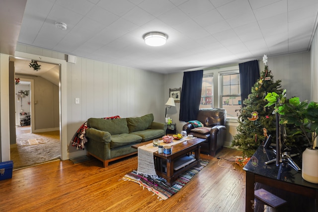 living room with wood-type flooring