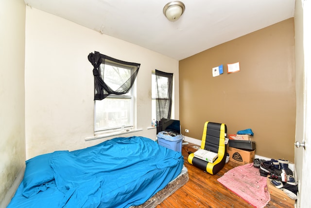 bedroom with hardwood / wood-style floors