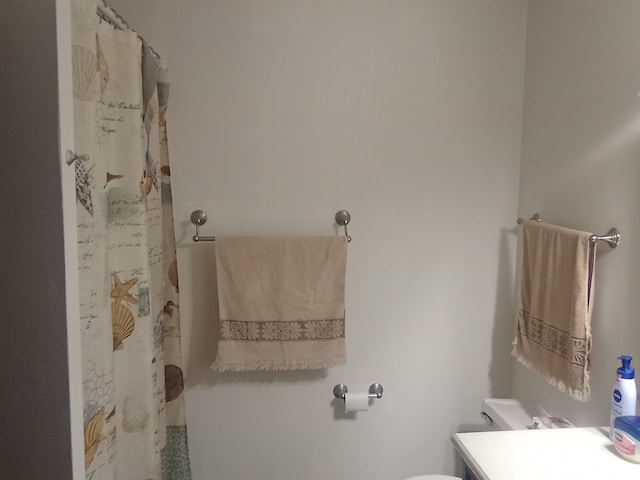 bathroom with toilet and vanity