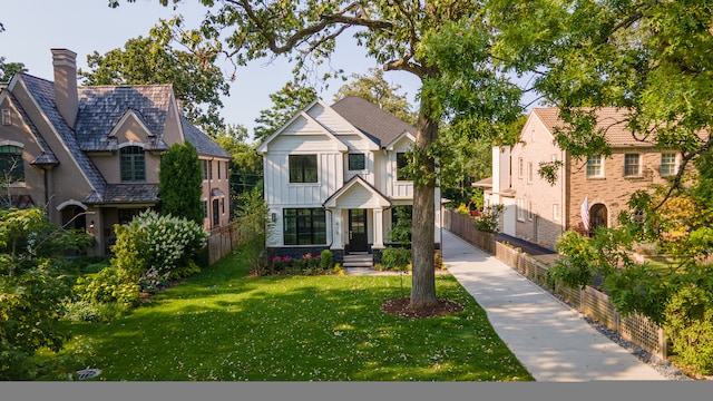 view of front of home with a front yard