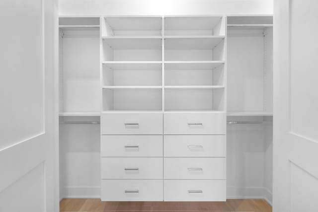 spacious closet with wood-type flooring