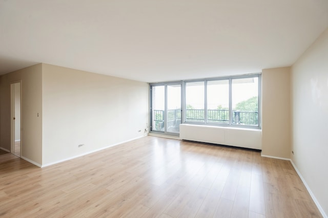 spare room featuring light wood-type flooring