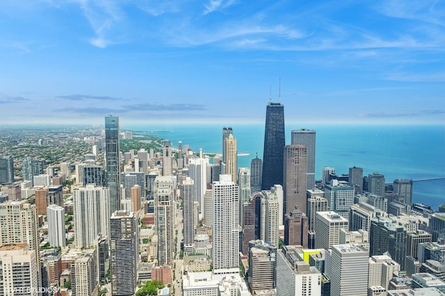 view of city with a water view