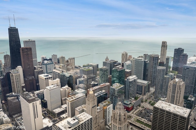 view of city with a water view