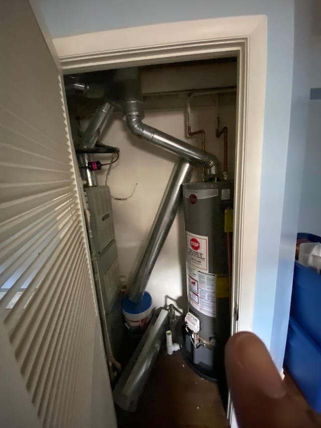 utility room with gas water heater