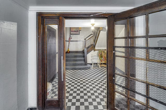 interior space with tile flooring