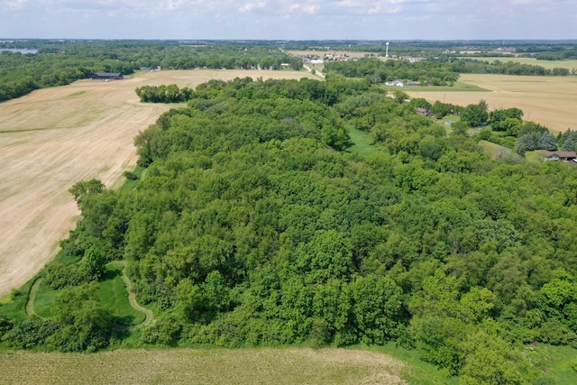 aerial view with a forest view and a rural view