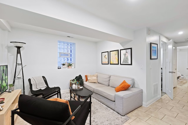 view of tiled living room