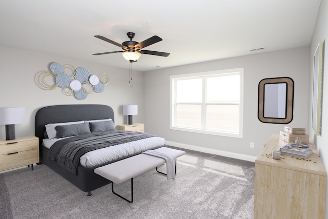 bedroom with carpet floors and ceiling fan