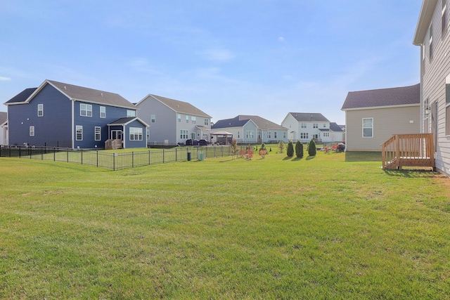 view of yard with fence and a residential view