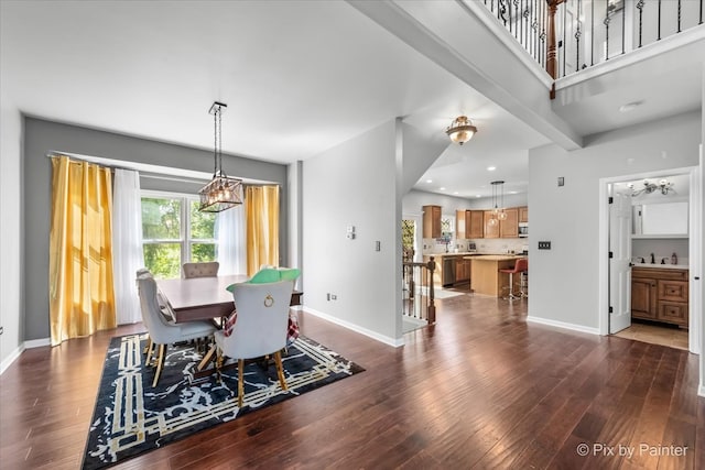 dining room with dark hardwood / wood-style flooring