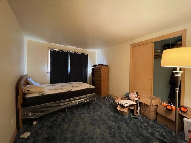 carpeted bedroom featuring a closet