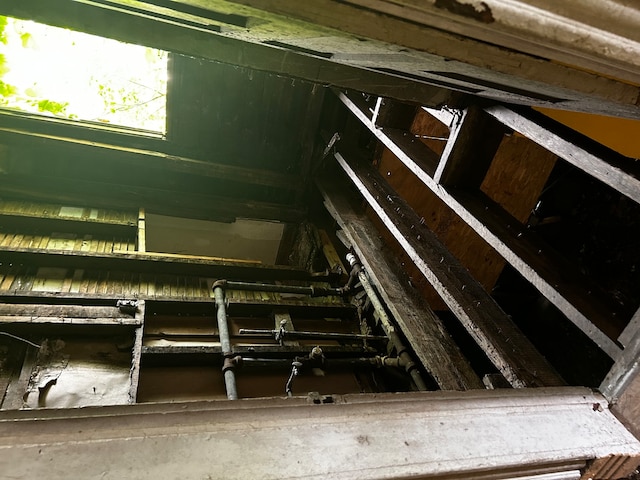 view of unfinished attic