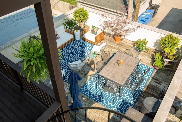 1646 W Augusta Blvd Unit 1, Chicago, IL 60622 - view of wooden balcony with outdoor dining space and a deck