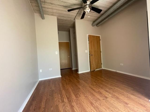 interior space featuring hardwood / wood-style floors and ceiling fan