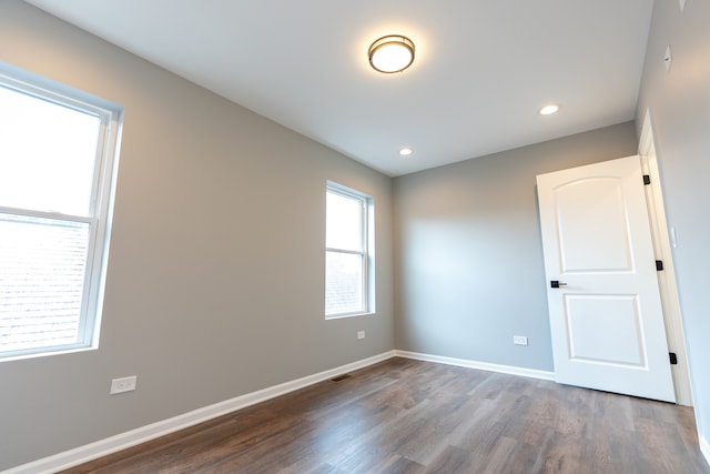 spare room featuring wood-type flooring